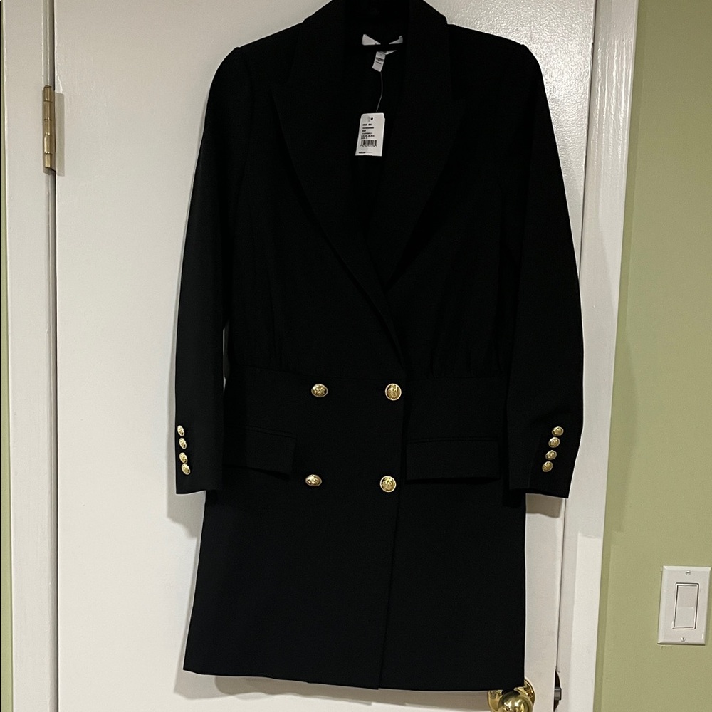 Elegant Black Double-Breasted Women's dress